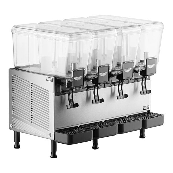 Vollrath VBBD4-37-S Quadruple 3.17 Gallon Bowl Refrigerated Beverage Dispenser with Stirring Paddle Circulation - 115V
