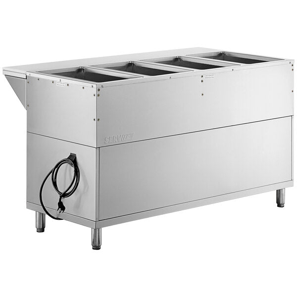 ServIt Four Pan Sealed Well Electric Steam Table with Partially Enclosed Base - 208/240V, 3000W