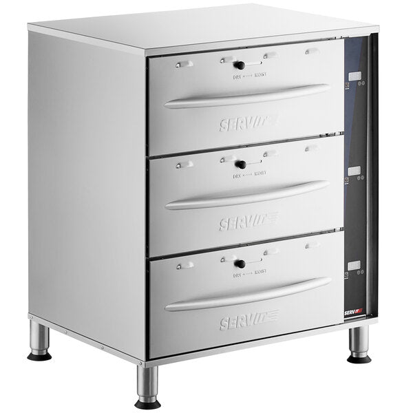 ServIt WDSFS-D3 Triple Freestanding Drawer Warmer with Digital Controls - 1350W, 120V