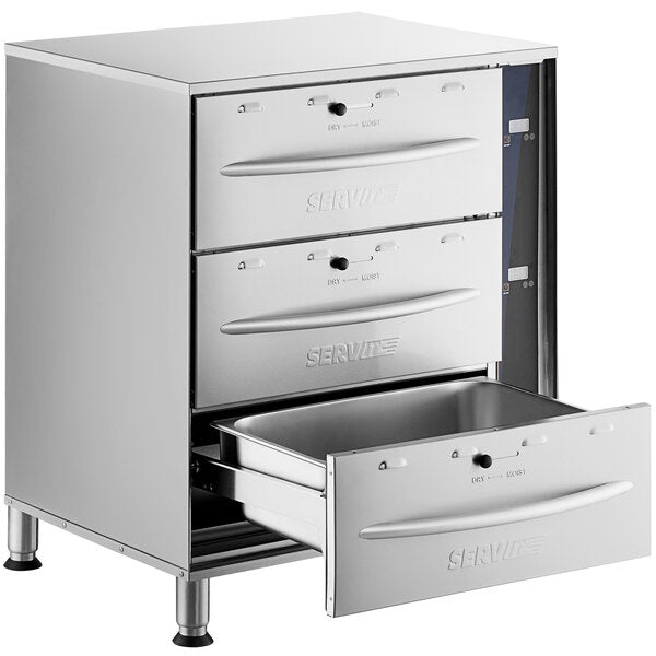 ServIt WDSFS-D3 Triple Freestanding Drawer Warmer with Digital Controls - 1350W, 120V