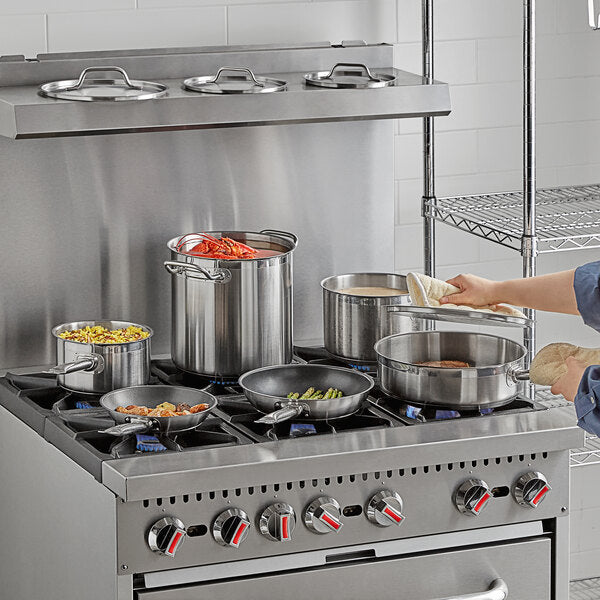 Vollrath Optio 10-Piece Induction Ready Stainless Steel Cookware Set with 2 Sauce Pans, 6 Qt. Saute, 2 Fry Pans, and 11 Qt. Stock Pot