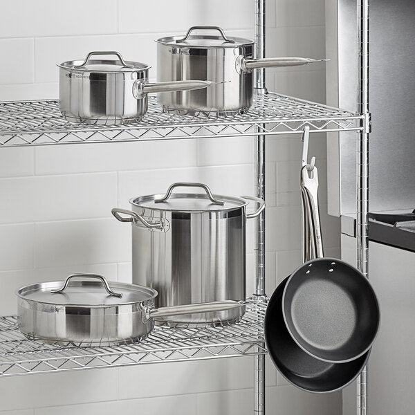 Vollrath Optio 10-Piece Induction Ready Stainless Steel Cookware Set with 2 Sauce Pans, 6 Qt. Saute, 2 Fry Pans, and 11 Qt. Stock Pot