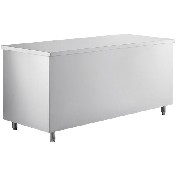 Regency 30" x 72" 16 Gauge Type 304 Stainless Steel Enclosed Base Sliding Door Table with Drawers