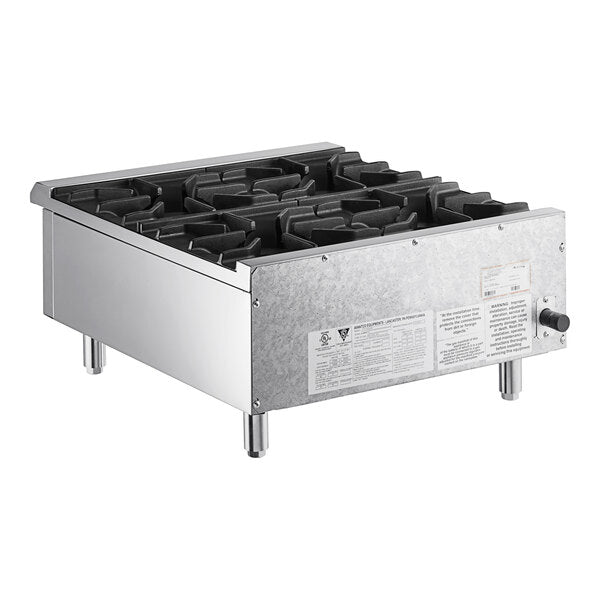 Avantco Chef Series CAG-R-4-24 24" 4 Burner Gas Countertop Range - 100,000 BTU