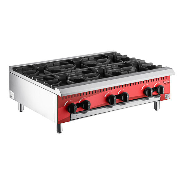 Avantco Chef Series CAG-R-6-36 36" 6 Burner Gas Countertop Range - 150,000 BTU