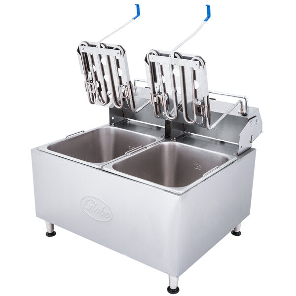 Globe PF32E 32 lb. Dual Tank Electric Countertop Fryer