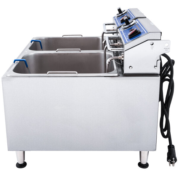 Globe PF32E 32 lb. Dual Tank Electric Countertop Fryer