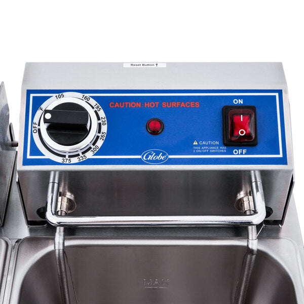 Globe PF32E 32 lb. Dual Tank Electric Countertop Fryer