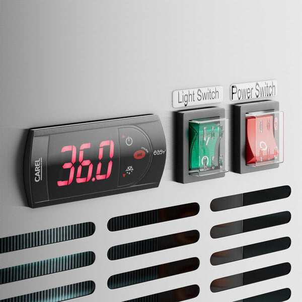 Avantco UBB-60G-HC-S 60" Stainless Steel Counter Height Narrow Glass Door Back Bar Refrigerator with LED Lighting