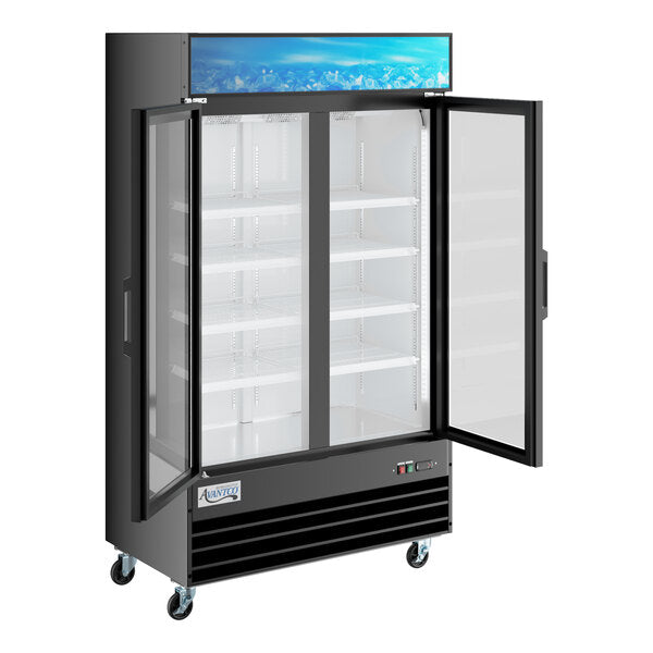 Avantco GDC-40-HC 48" Black Customizable Swing Glass Door Merchandiser Refrigerator with LED Lighting