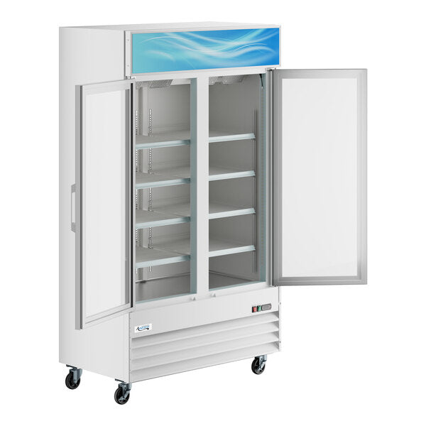 Avantco GDC-40-HC 48" White Customizable Swing Glass Door Merchandiser Refrigerator with LED Lighting