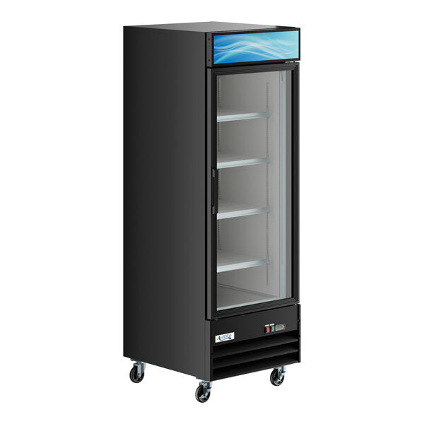 Avantco GDC-23-HC 28 3/8" Black Customizable Swing Glass Door Merchandiser Refrigerator with LED Lighting