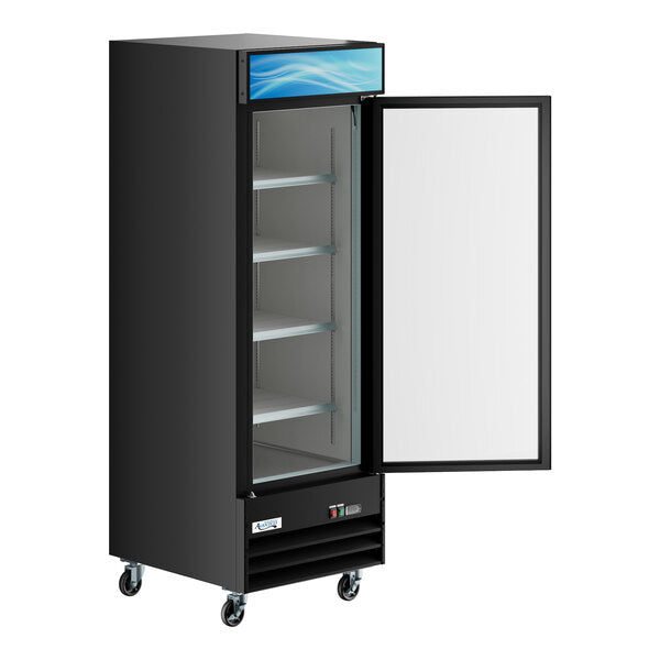 Avantco GDC-23-HC 28 3/8" Black Customizable Swing Glass Door Merchandiser Refrigerator with LED Lighting