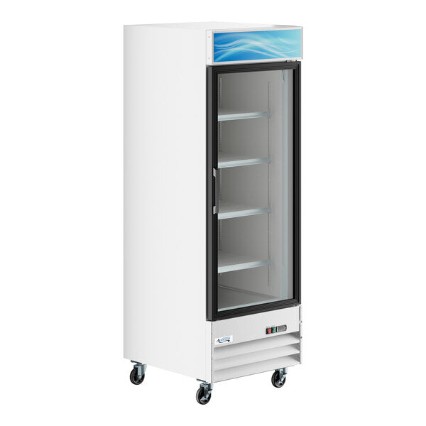 Avantco GDC-23-HC 28 3/8" White Customizable Swing Glass Door Merchandiser Refrigerator with LED Lighting