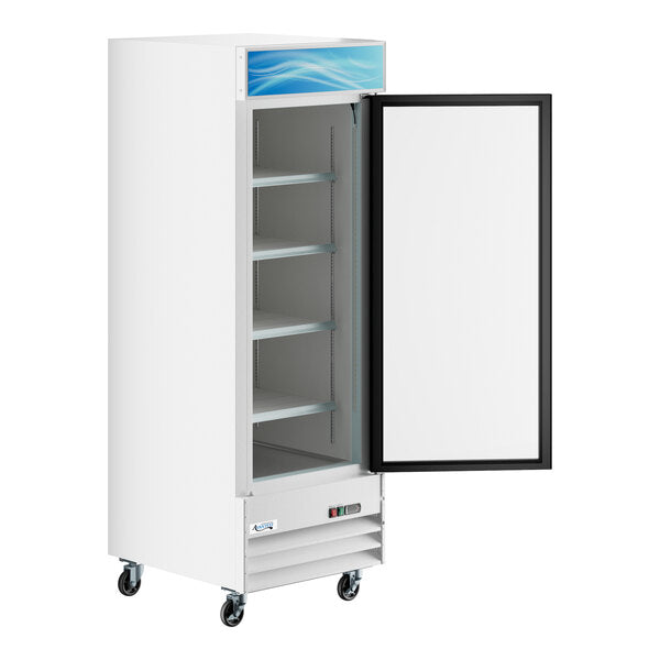 Avantco GDC-23-HC 28 3/8" White Customizable Swing Glass Door Merchandiser Refrigerator with LED Lighting