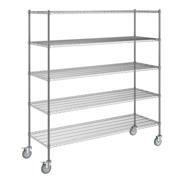 Steelton 24" x 72" NSF Chrome 5-Shelf Kit with 72" Posts and Casters