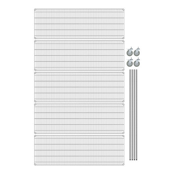 Steelton 24" x 72" NSF Chrome 5-Shelf Kit with 72" Posts and Casters