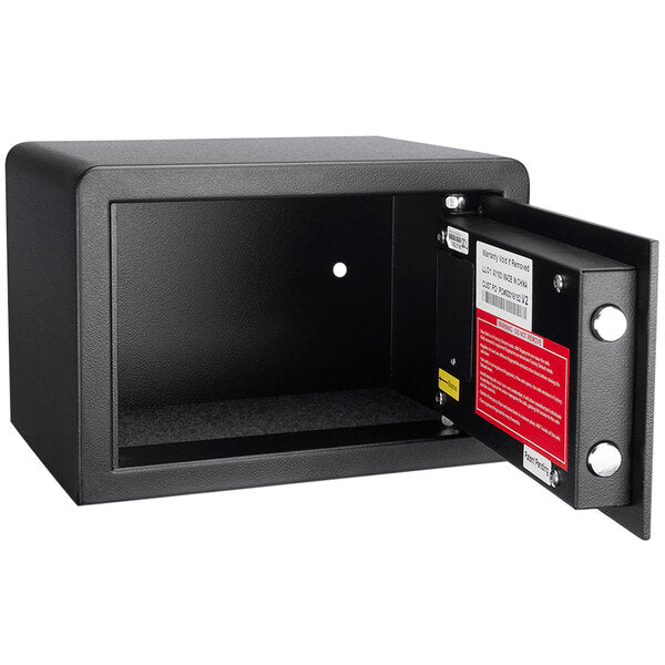 Barska AX11620 12" x 7 3/4" x 8" Black Compact Steel Biometric Security Safe with Fingerprint Access and Key Lock - 0.29 Cu. Ft.