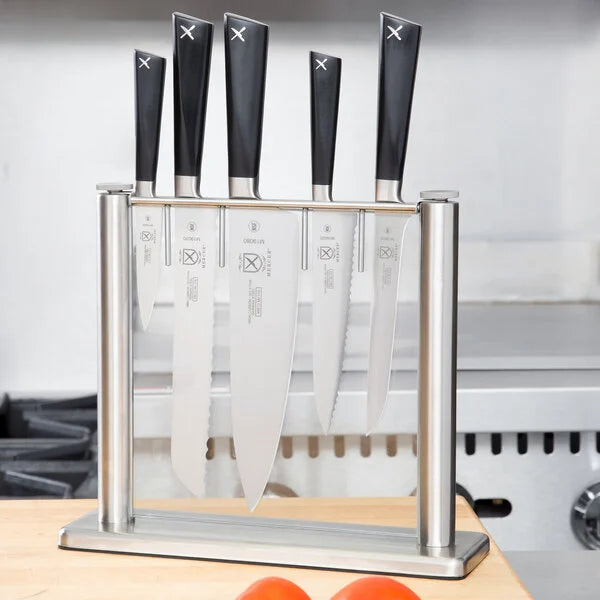 Mercer Culinary M19100 ZüM® 6-Piece Stainless Steel and Glass Knife Block Set