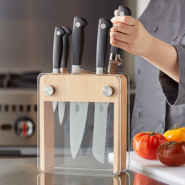Mercer Culinary M20050 Genesis® 6-Piece Wood / Glass Knife Block Set