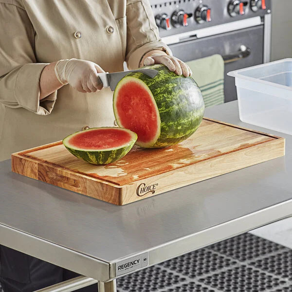 Choice 24" x 16" x 1 3/4" Wood Cutting Board with Juice Groove