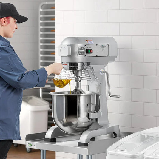 MainStreet Equipment CMIX20 20 Qt. Planetary Stand Mixer with Guard & Standard Accessories - 120V, 1 1/2 hp