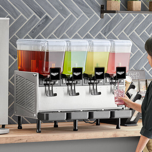 Vollrath VBBD4-37-S Quadruple 3.17 Gallon Bowl Refrigerated Beverage Dispenser with Stirring Paddle Circulation - 115V