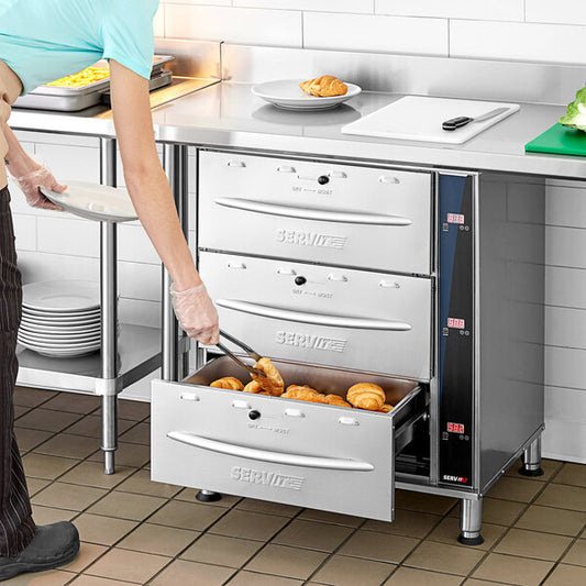 ServIt WDSFS-D3 Triple Freestanding Drawer Warmer with Digital Controls - 1350W, 120V