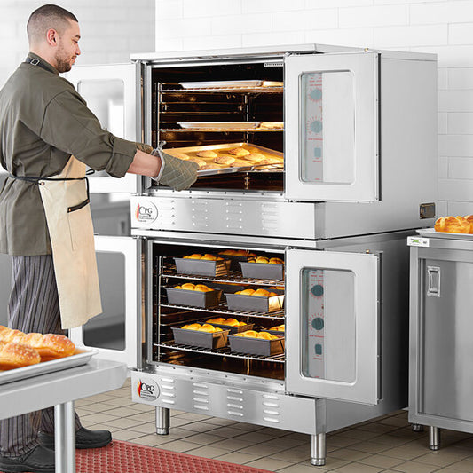 Cooking Performance Group FGC-20-DDNK Deep Depth Double Deck Full Size Natural Gas Convection Oven with Legs - 120,000 BTU