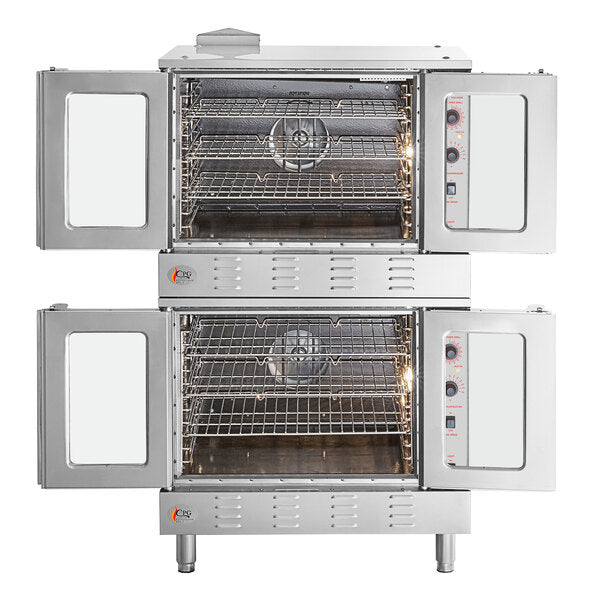 Cooking Performance Group FGC-20-DDNK Deep Depth Double Deck Full Size Natural Gas Convection Oven with Legs - 120,000 BTU