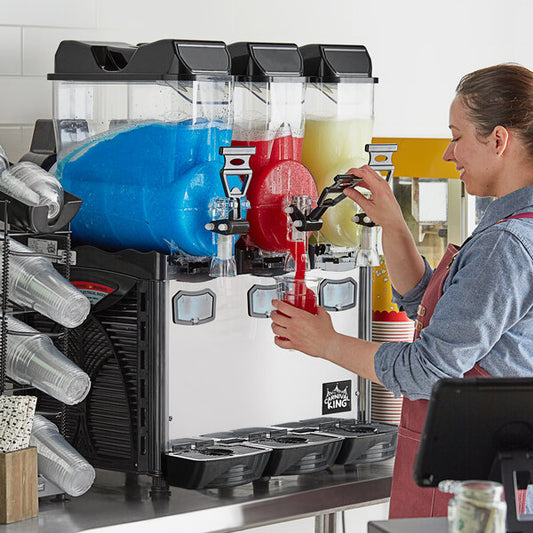 Carnival King Triple 2.6 Gallon Pourover Granita / Slushy / Frozen Beverage Machine - 120V