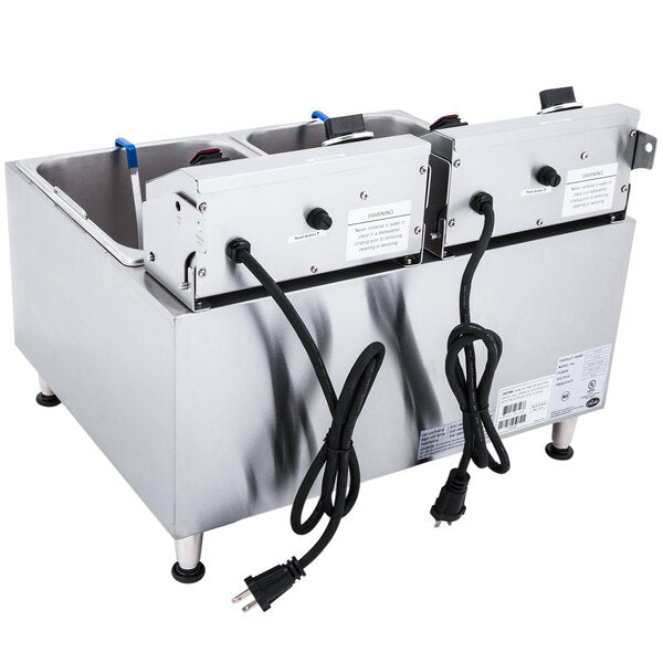 Globe PF32E 32 lb. Dual Tank Electric Countertop Fryer