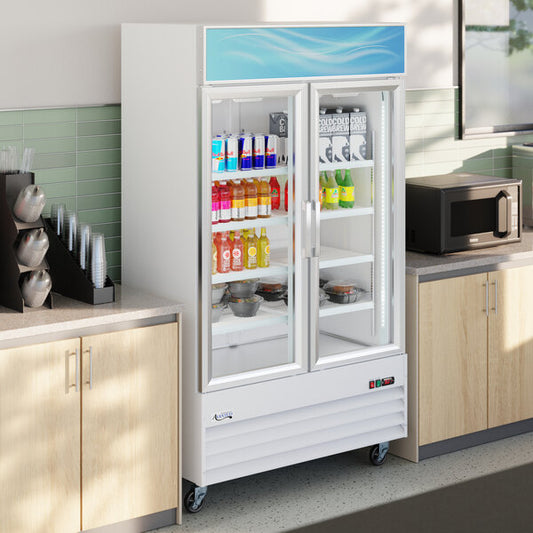 Avantco GDC-40-HC 48" White Customizable Swing Glass Door Merchandiser Refrigerator with LED Lighting