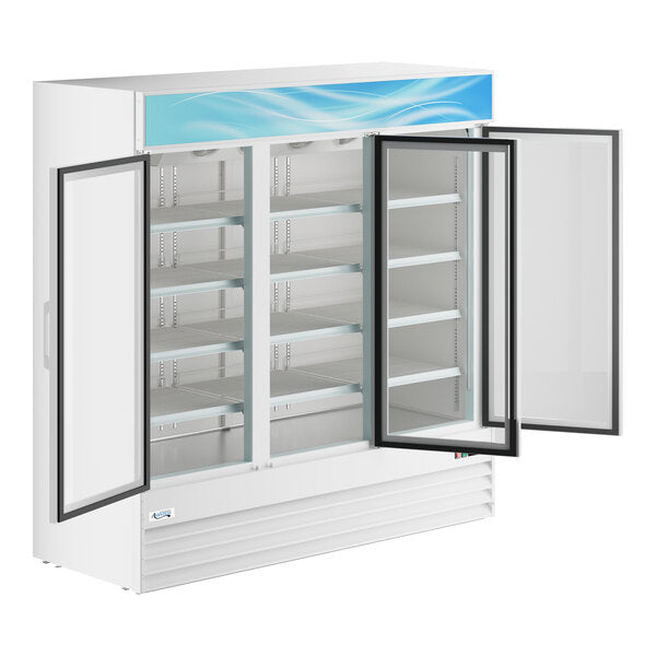 Avantco GDC-69-HC 78 1/4" White Customizable Swing Glass Door Merchandiser Refrigerator with LED Lighting