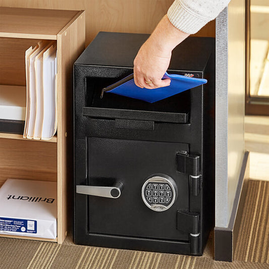 360 Office Furniture 14" x 14" x 20" Black Steel Depository Safe with Electronic Keypad Lock