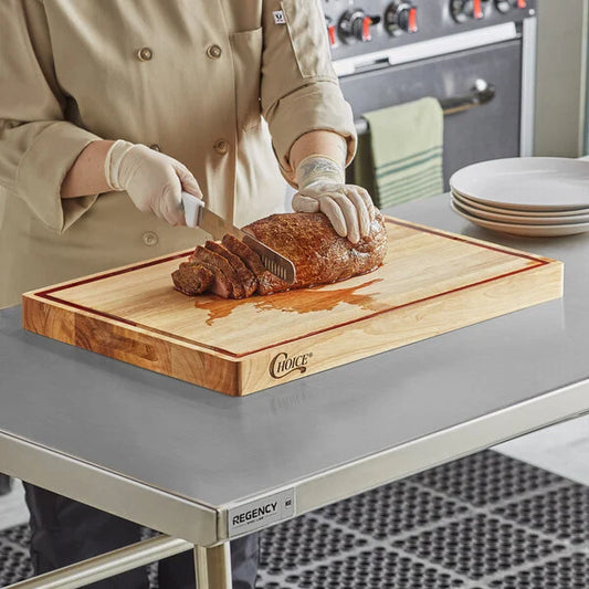 Choice 24" x 16" x 1 3/4" Wood Cutting Board with Juice Groove