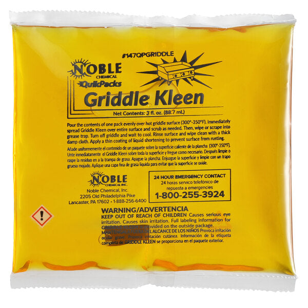 Noble QuikPacks Griddle Kleen 3 oz. Ready-to-Use Liquid Grill / Griddle Cleaner Packet - 40/Case